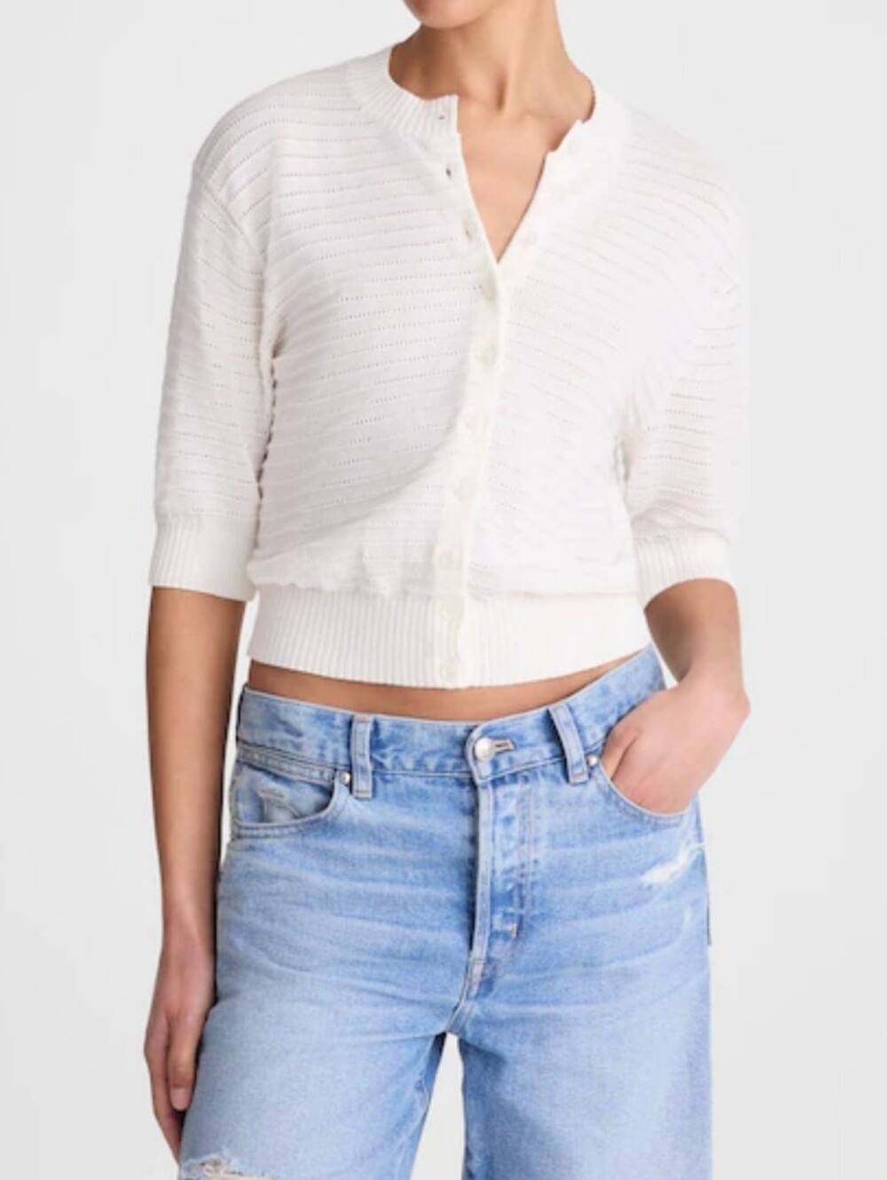 Madewell  Short-Sleeve Cropped Button Cardigan Size S NEW